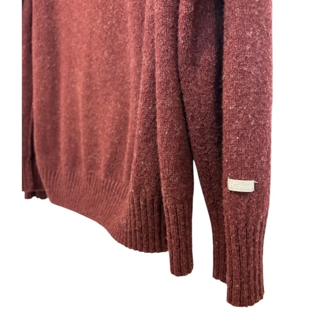 Columbia Men's Reddish Brown Quarter Zip Wool Blend Pullover Sweater Size XL